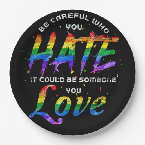 Rainbow Skeleton Heart Love Is Love LGBT Gay Lesbi Paper Plates