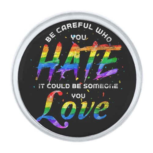 Rainbow Skeleton Heart Love Is Love LGBT Gay Lesbi Silver Finish Lapel Pin