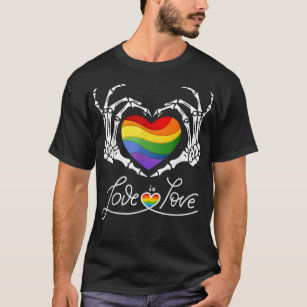 Rainbow Skeleton Heart Love Is Love LGBT Gay Lesbi T-Shirt