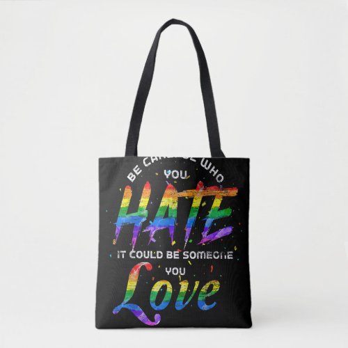 Rainbow Skeleton Heart Love Is Love LGBT Gay Lesbi Tote Bag