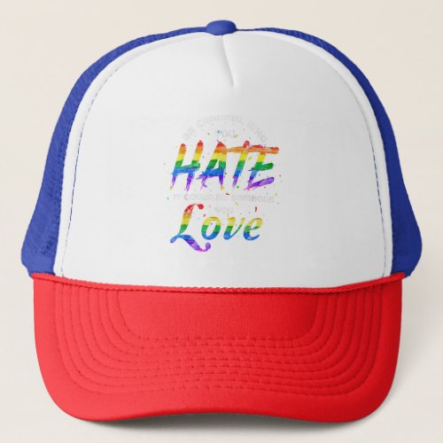 Rainbow Skeleton Heart Love Is Love LGBT Gay Lesbi Trucker Hat