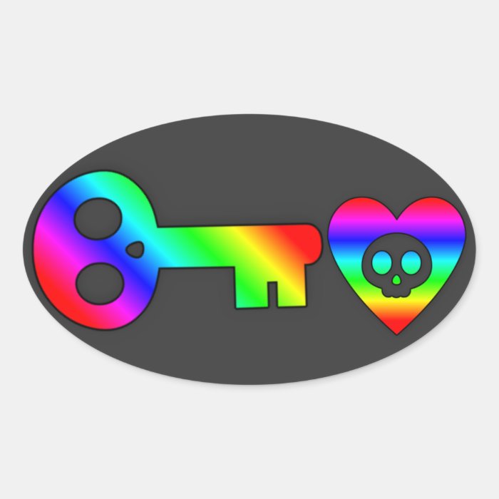 Rainbow Skeleton Key to my Heart sticker