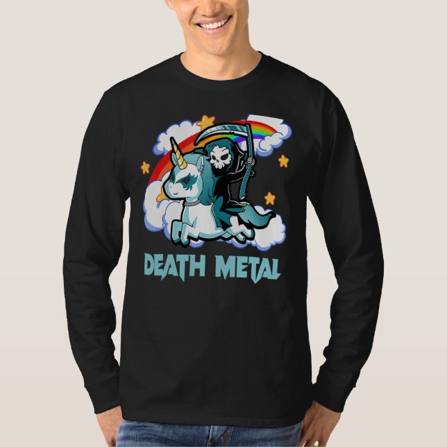 Rainbow Skeleton Unicorn Death Metal Music Festiva T-Shirt (Front)