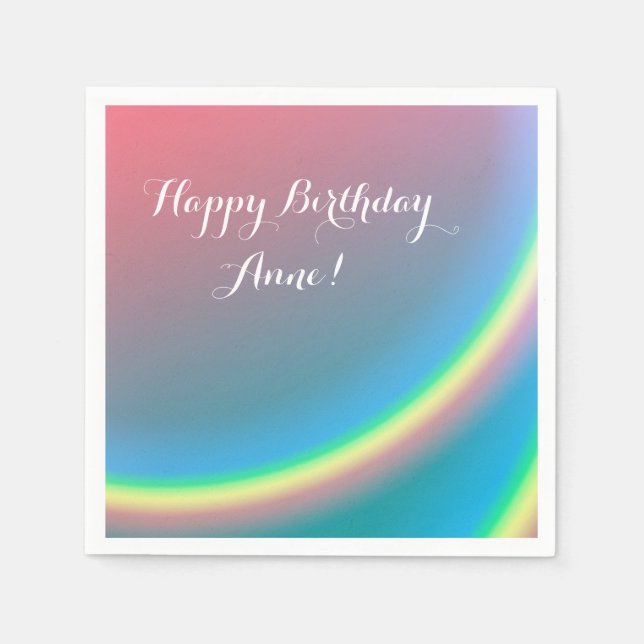 Rainbow Skies Happy  Birthday Personalized Napkins (Front)