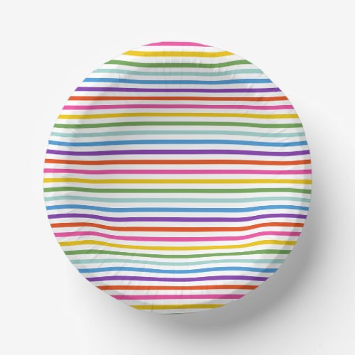 Rainbow Skinny Stripe Pattern Paper Bowls