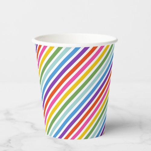 Rainbow Skinny Stripe Pattern Paper Cups