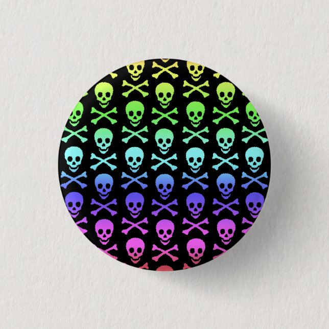 Rainbow Skull and Crossbones Button (Front)