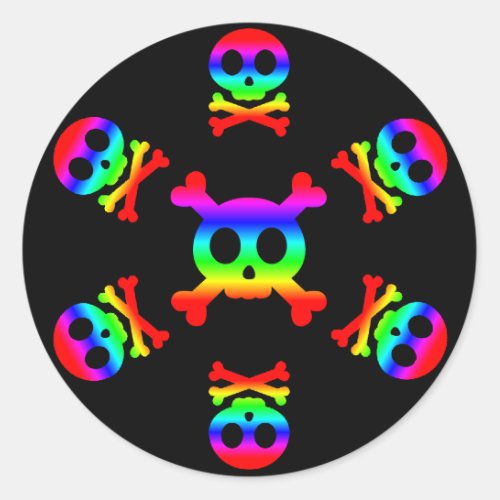 Rainbow Skull and Crossbones sticker