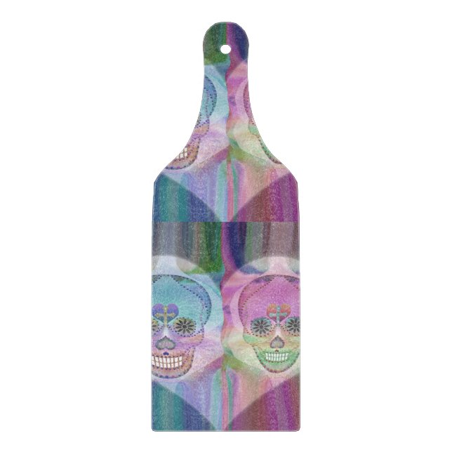 Rainbow Skull Couple Cutting Board (Front)