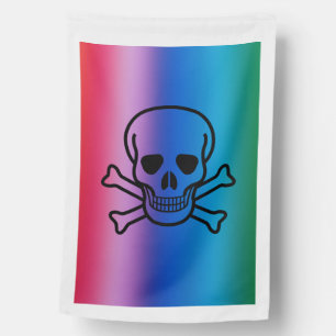 Rainbow Skull Crossbones Pirate Garden House Flag