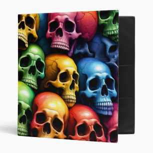 Rainbow Skulls 3 Ring Binder