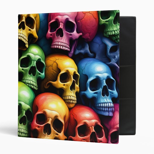 Rainbow Skulls 3 Ring Binder (Front/Inside)