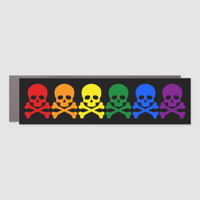 RAINBOW SKULLS BUMPER CAR MAGNET (Front)