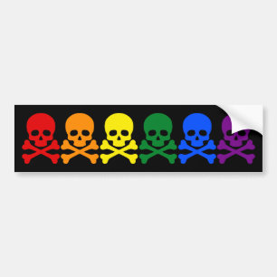 RAINBOW SKULLS BUMPER STICKER