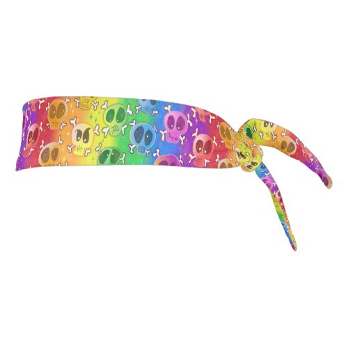 Rainbow Skulls Gay Pride Flag Colors Tie Headband