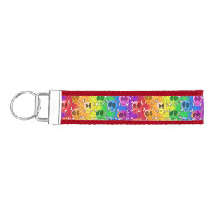 Rainbow Skulls Gay Pride Flag Colors Wrist Keychain