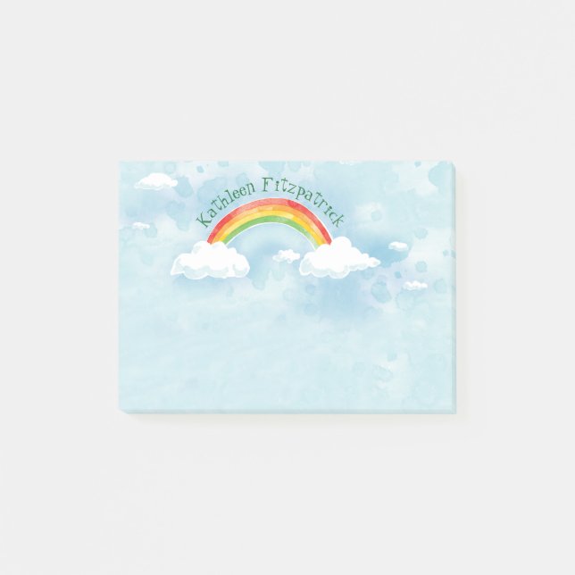 Rainbow Sky Add Name 4x3 Post-it Notes (Front)