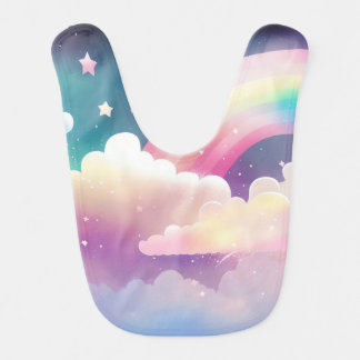Rainbow Sky Clouds Baby Bib