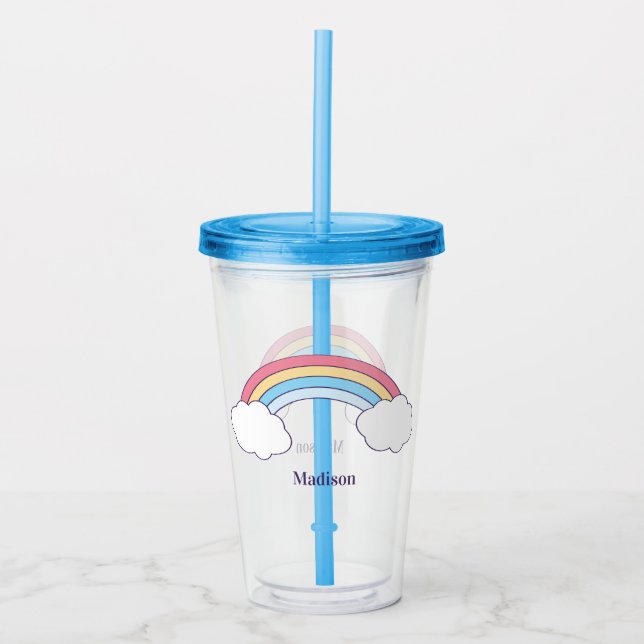 Rainbow Sky custom name tumblers (Front)