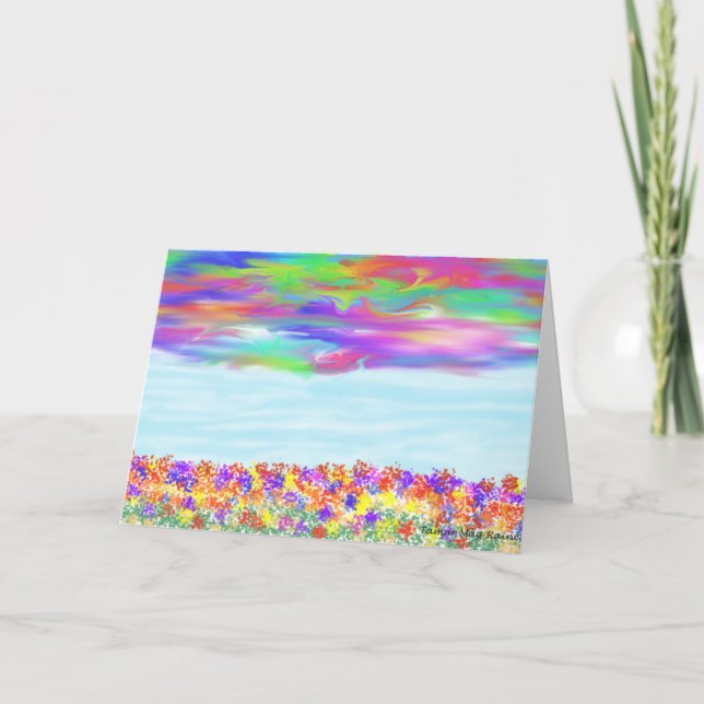 Rainbow Sky Flower greeting card (Front)