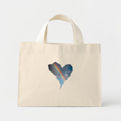 Rainbow Sky Heart Tote Bag | Dreamy Nature Canvas