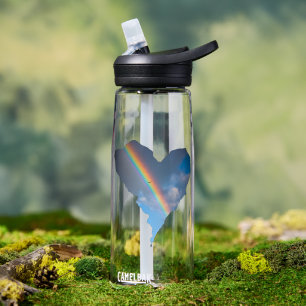 Rainbow Sky Heart Tote Bag Dreamy Nature Canvas Water Bottle