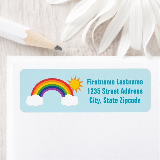 Rainbow Sky Light Blue Baby Family Label (Insitu)
