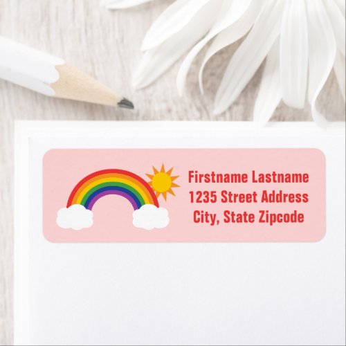 Rainbow Sky Light Pink Return Address Label