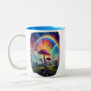 Rainbow Sky Mushroom Two-Tone Coffee Mug