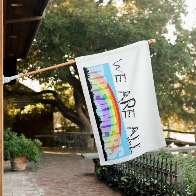 Rainbow Skyline Daca Dreamers double-sided Flag (In SItu)