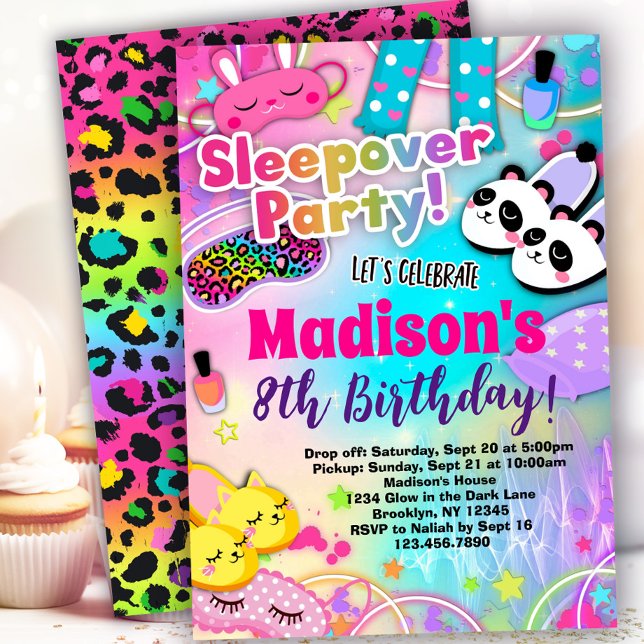 Rainbow Sleepover Birthday Party Invitation (Creator Uploaded)