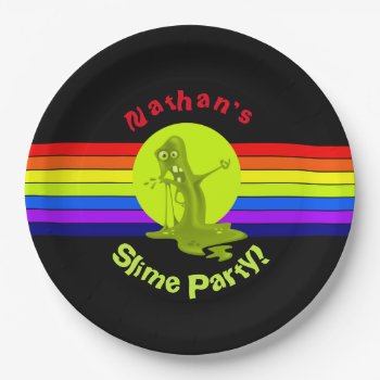 Rainbow Slime Birthday Party Paper Plates by csinvitations at Zazzle