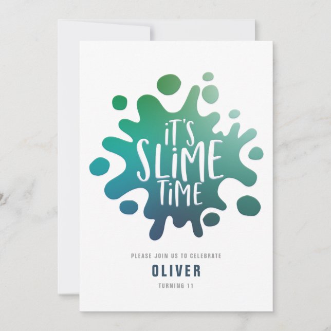 Rainbow slime party invitation (Front)