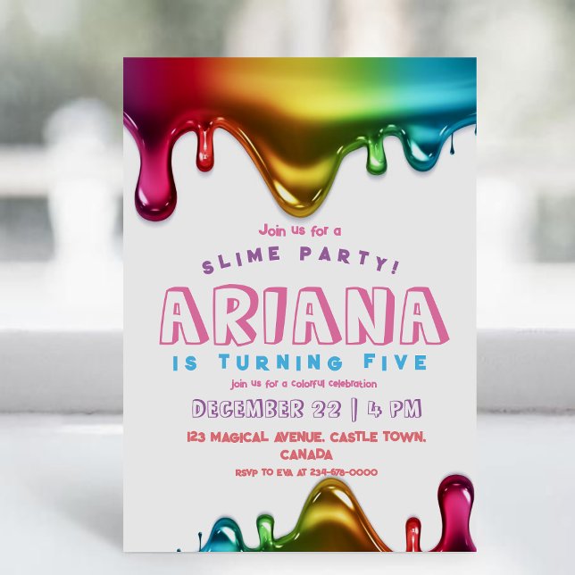 Rainbow Slime Party Invitation Slime 5th Birthday  (Creator Uploaded)