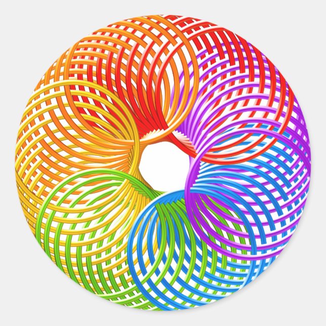RAINBOW SLINKY RING CLASSIC ROUND STICKER (Front)