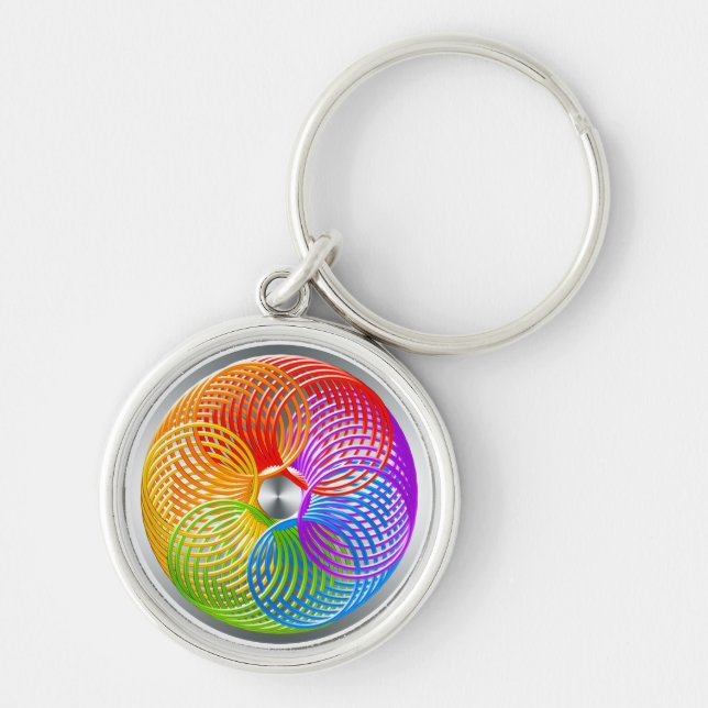 Rainbow Slinky Ring Keychain (Front)