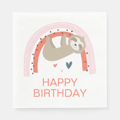 Rainbow Sloth Birthday Napkins