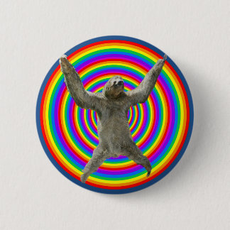 Rainbow Sloth Pinback Button