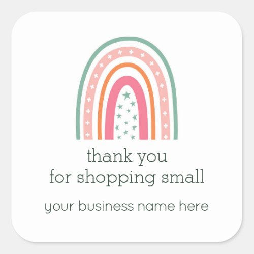 Rainbow Small Business Thank You Square Sticker