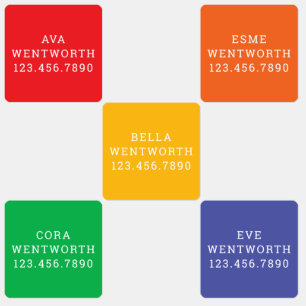 Rainbow Small Square Waterproof Adhesive Kids' Labels