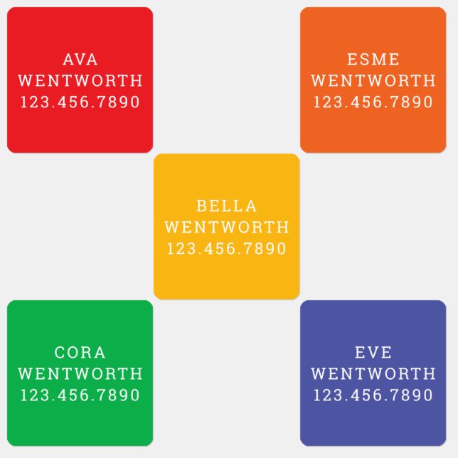 Rainbow Small Square Waterproof Adhesive Kids' Labels (Group)