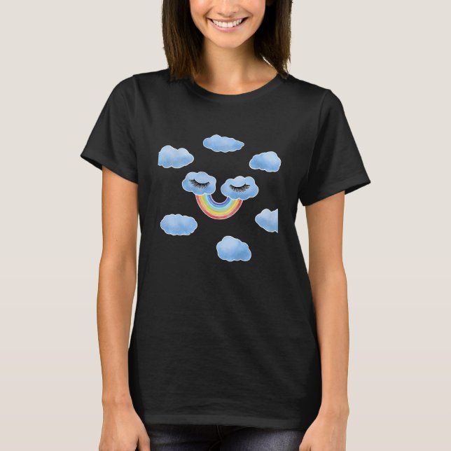 Rainbow Smile Clouds Mindfulness Peace Relax Happy T-Shirt (Front)