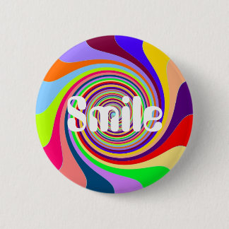 Rainbow "Smile" psychedelic pop candy swirl Pinback Button