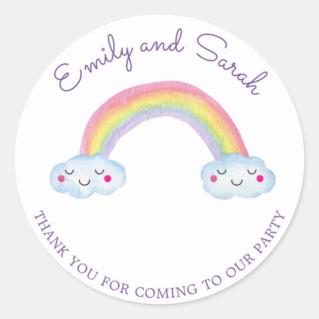 Rainbow Smiles | Twins Birthday Sticker (Front)