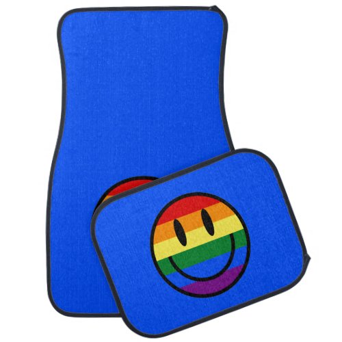 Rainbow Smiley Face Car Floor Mat