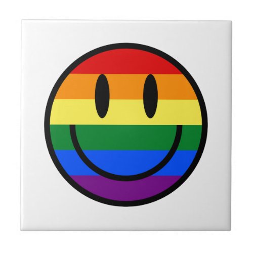 Rainbow Smiley Face Ceramic Tile