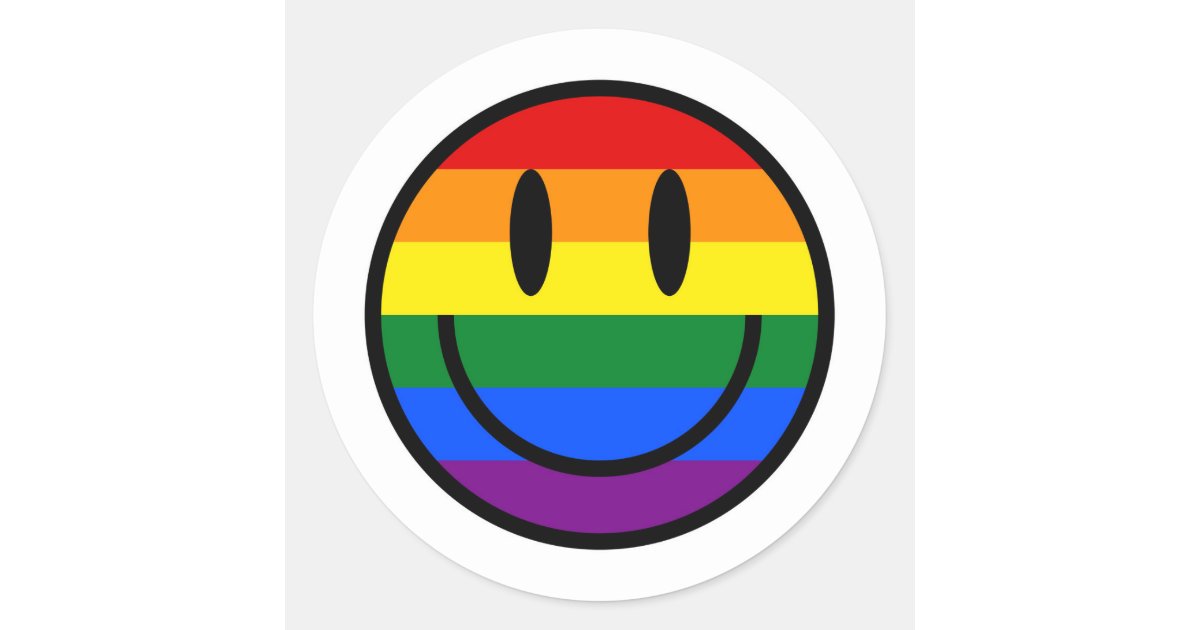 Rainbow Smiley Face Classic Round Sticker | Zazzle
