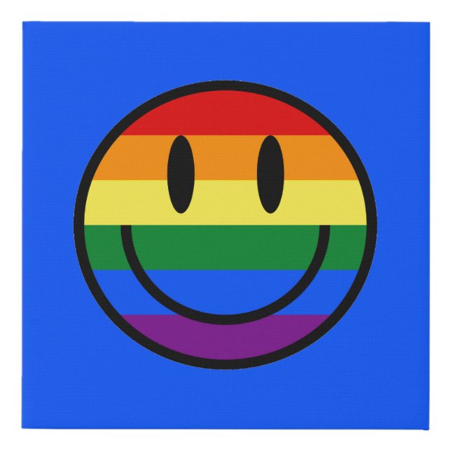 Rainbow Smiley Face Faux Canvas Print (Front)