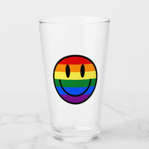 Rainbow Smiley Face Glass