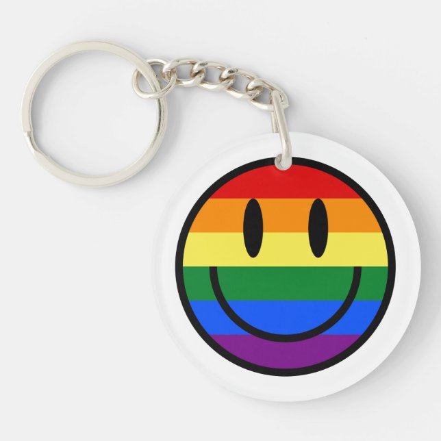Rainbow Smiley Face Keychain (Front)